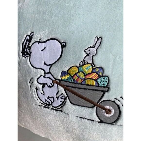 PEANUTS SNOOPY EASTER Throw Pillow 21" Decorative Pastel Blue Bunny Soft NWT - Picture 3 of 8